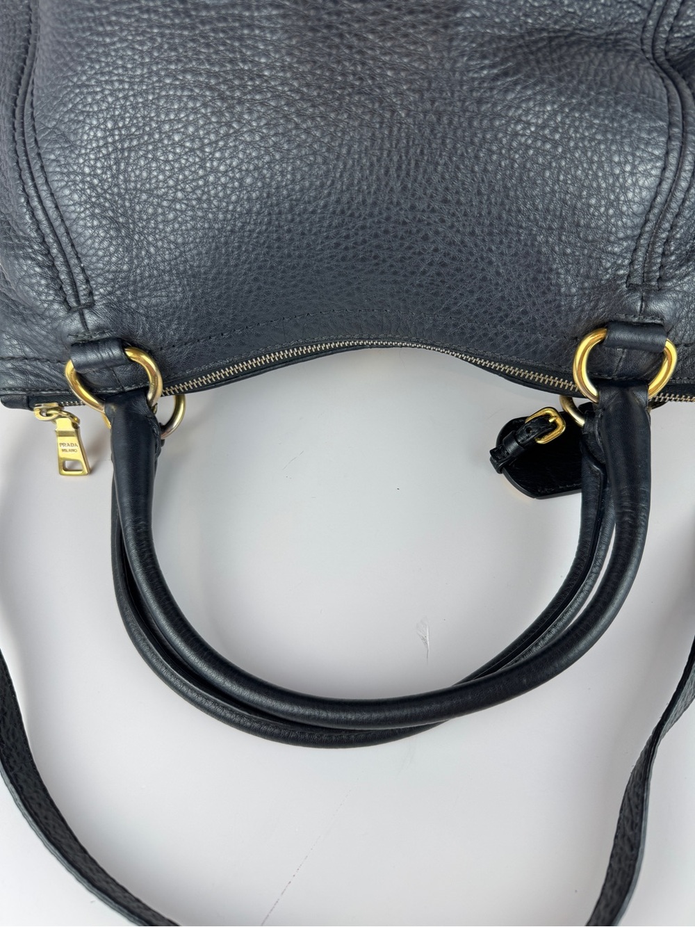 Prada Black Pebbled Leather Tote Bag - Picture 7 of 16